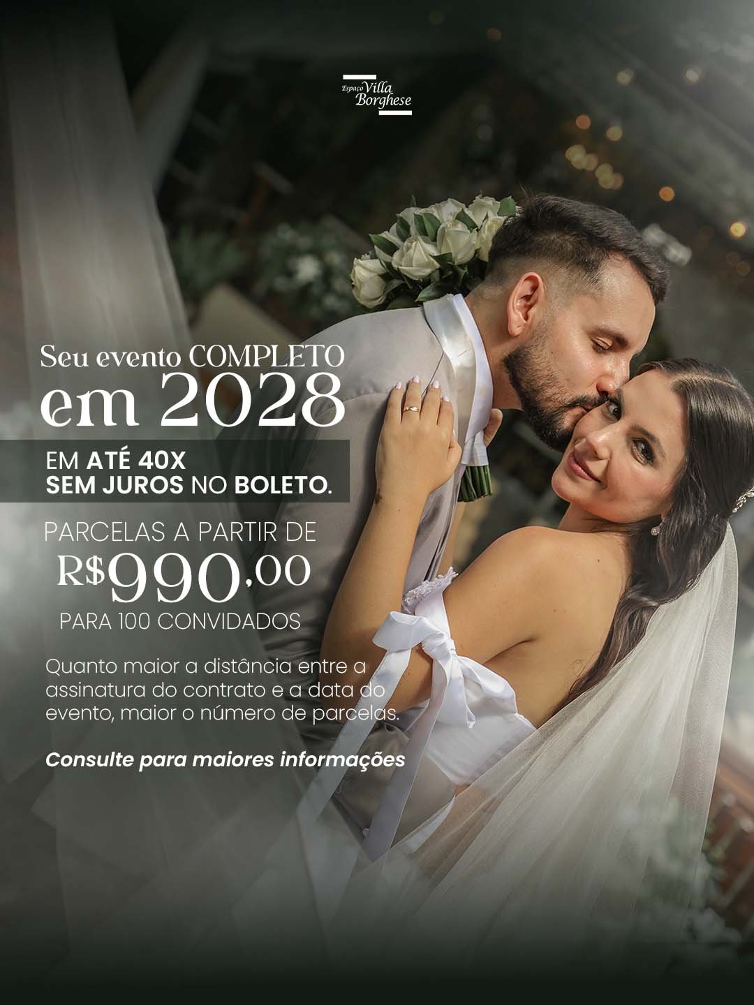 Seu evento completo, no Grupo Villa Festas, parcelado em até 40x sem juros!