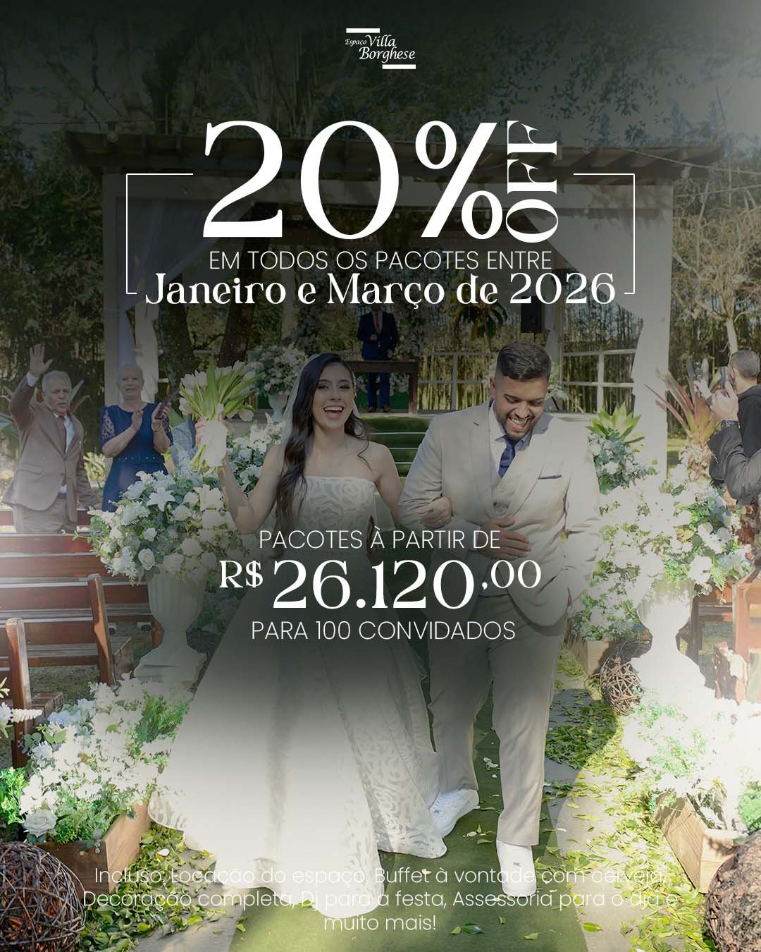 Datas em 2026 com até 20% OFF + 50% do valor para depois do evento!